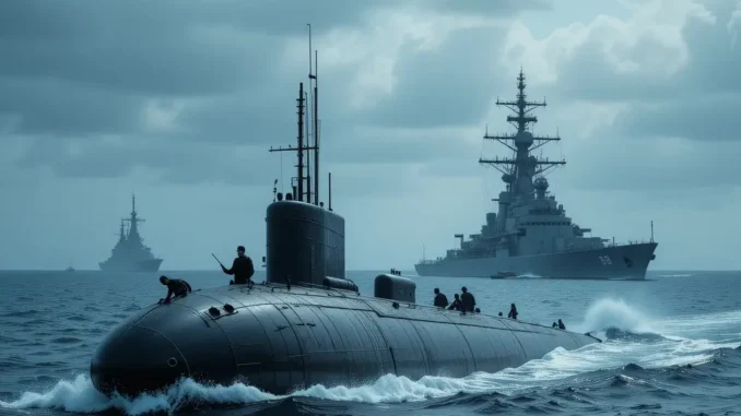 submarino e navios